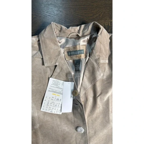 NWT Jessica Holbrook Genuine Leather Suede Blazer Jacket 1X Beige - Picture 7 of 14
